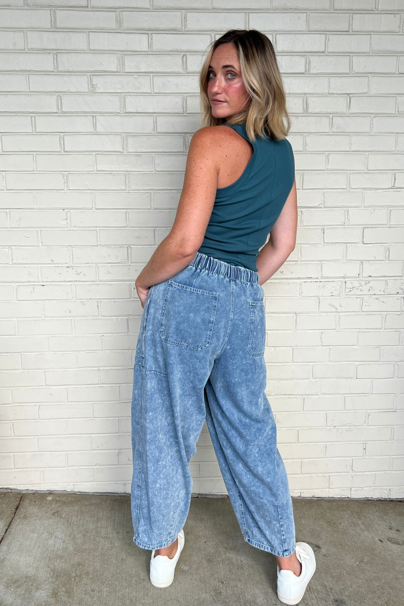 Entro | Denim Barrel Leg Drawstring Pants | Sweetest Stitch