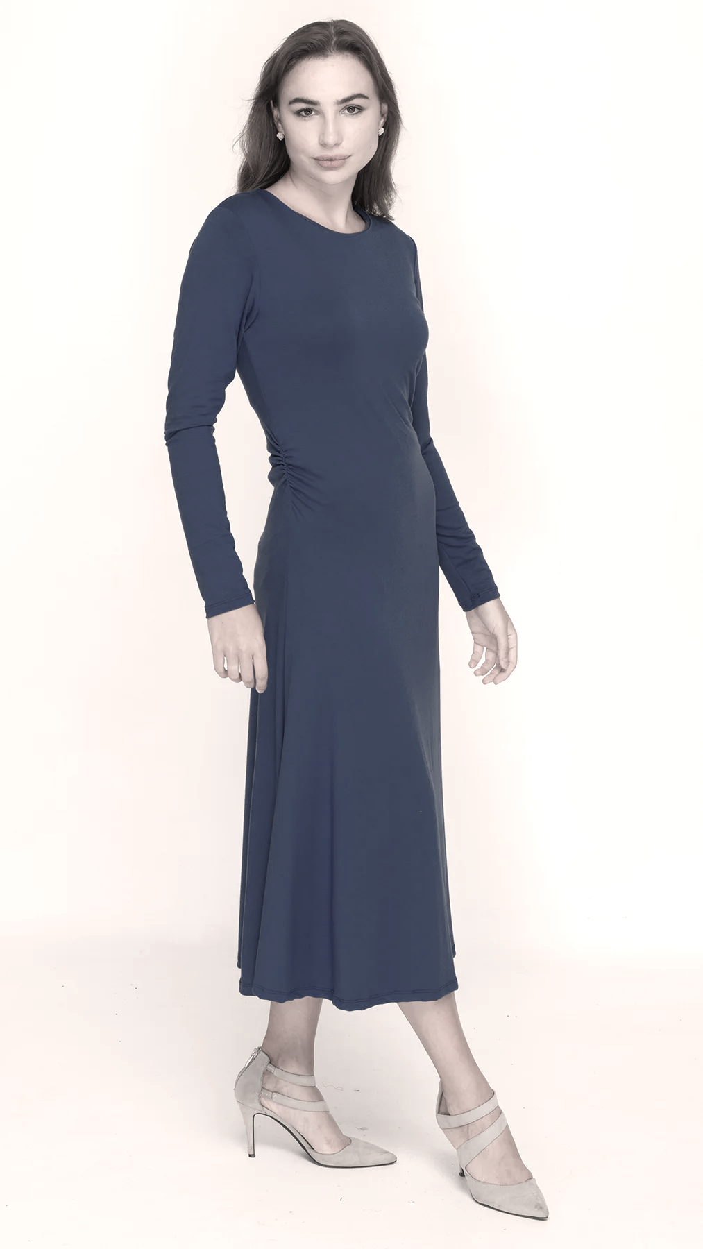 Side Ruched Dress- Bamboo Jersey M / Black Side Ruched Dress- Bamboo Jersey M / Black