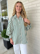 Entro | Esmerelda Striped Button Up Top | Sweetest Stitch Boutique
