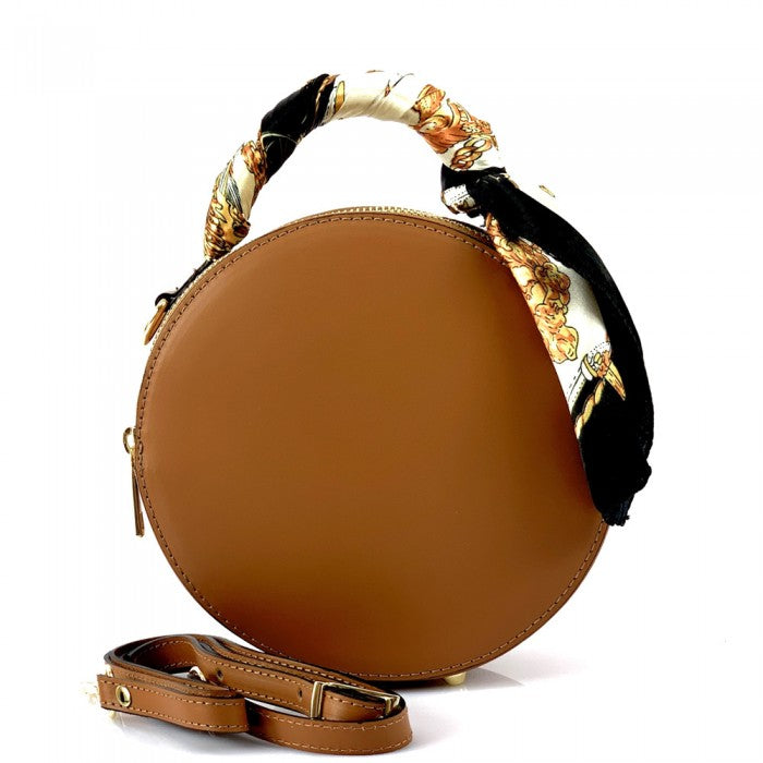 Round Genuine Leather Crossbody Handbag - Yayas Glam & Gift Shop