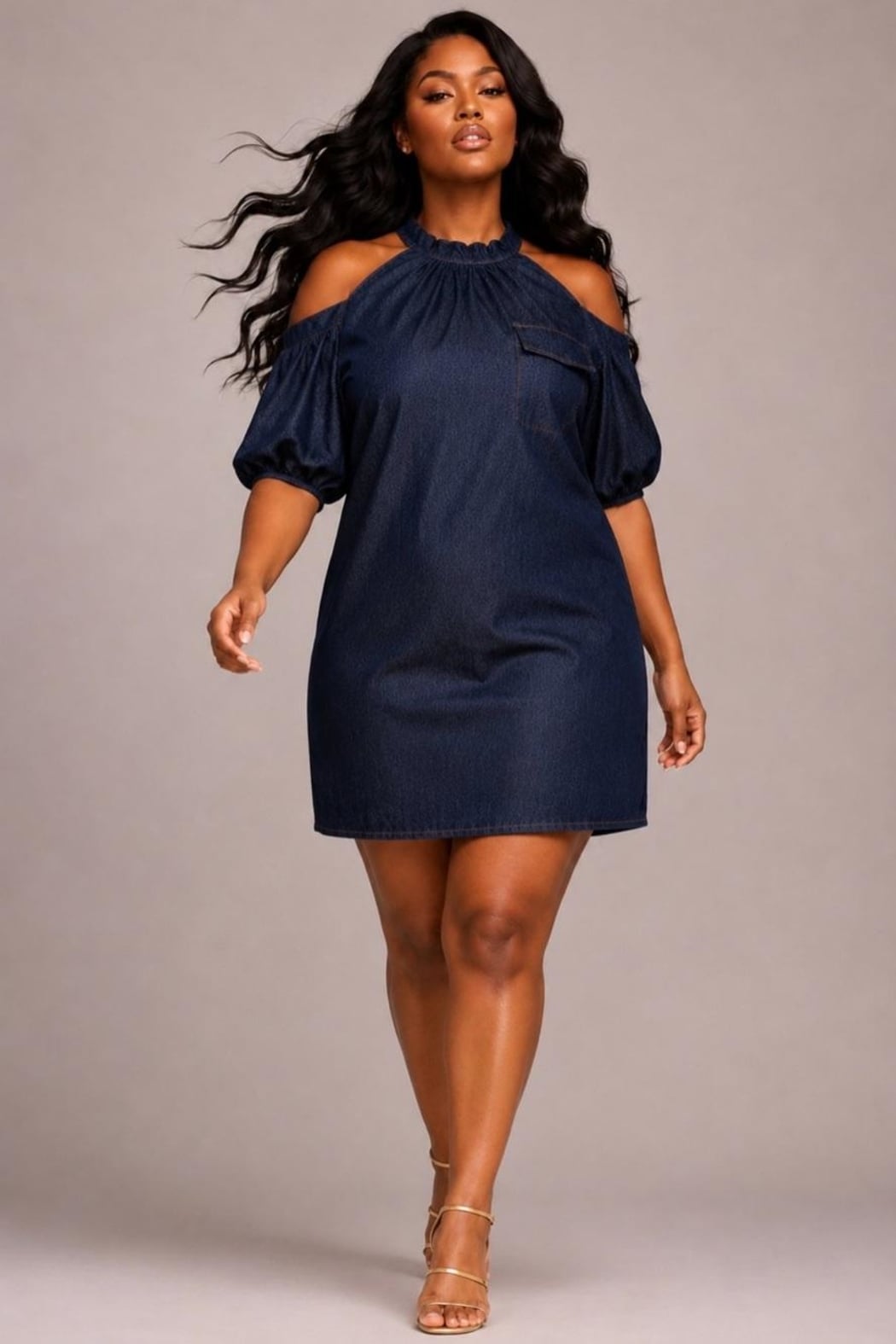 Denim Cold Shoulder Dress
