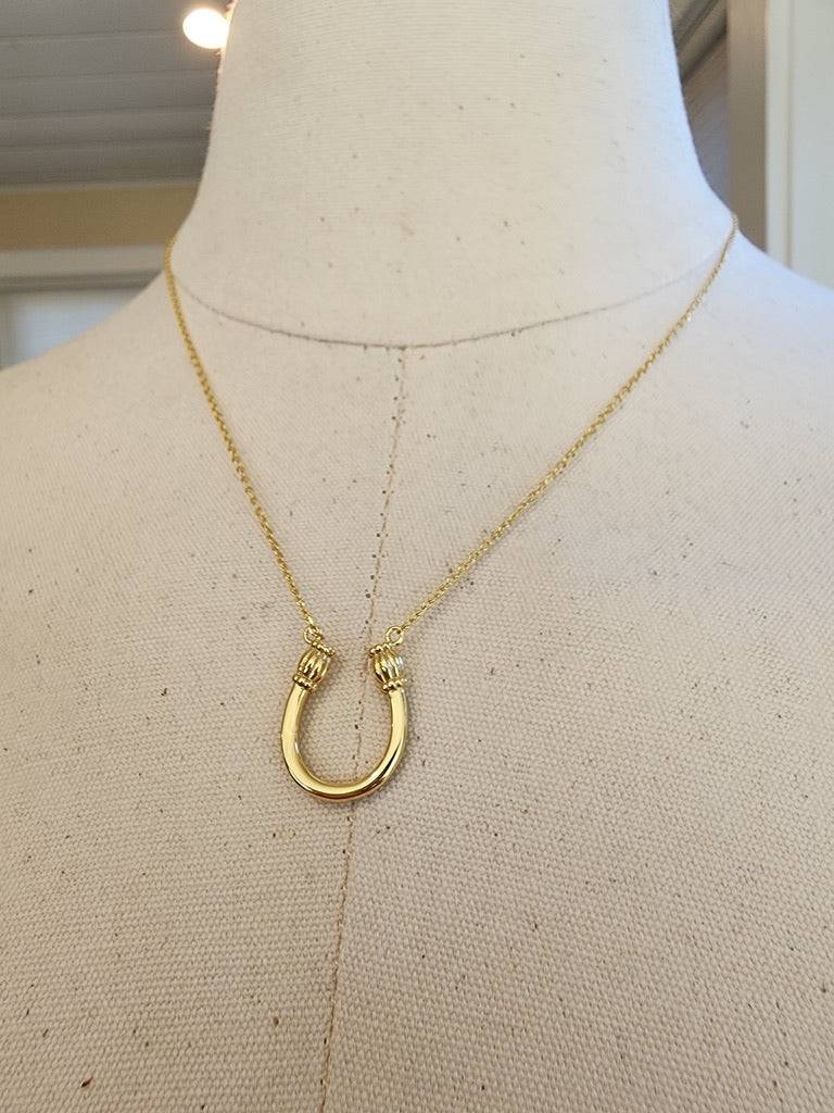 Saints Feeling Lucky Gold Horseshoe Necklace