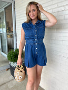 Lalavon | Caroline Button Denim Romper | Sweetest Stitch Boutique