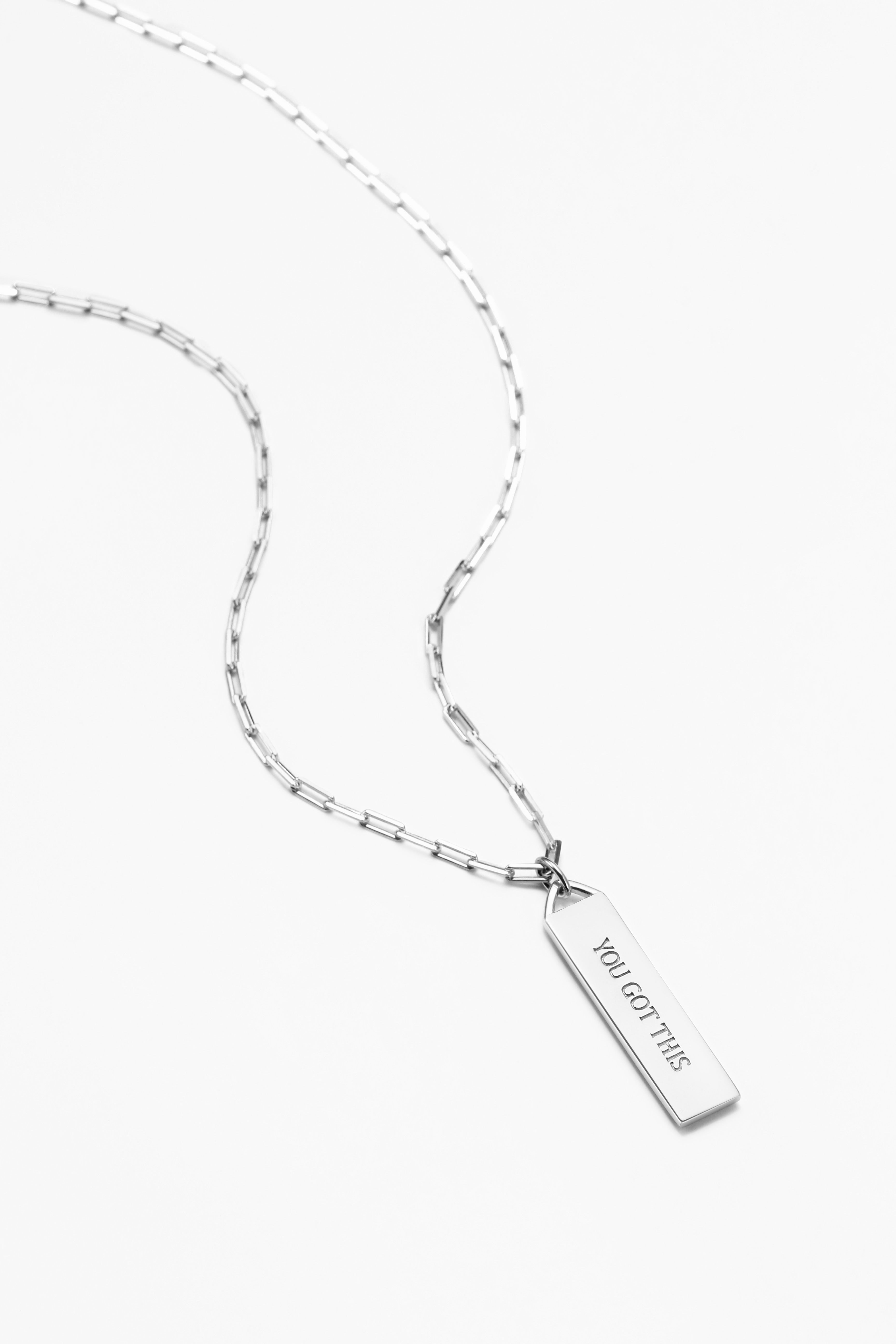 Touchstone You Got This Bar Silver Necklace