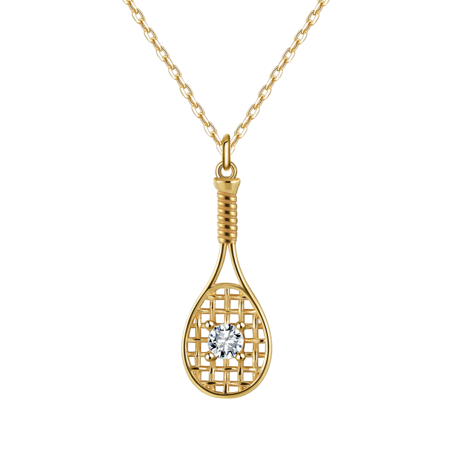 LoveMatch Tennis Baby Love Racquet & Ball Pendant Necklace in Gold