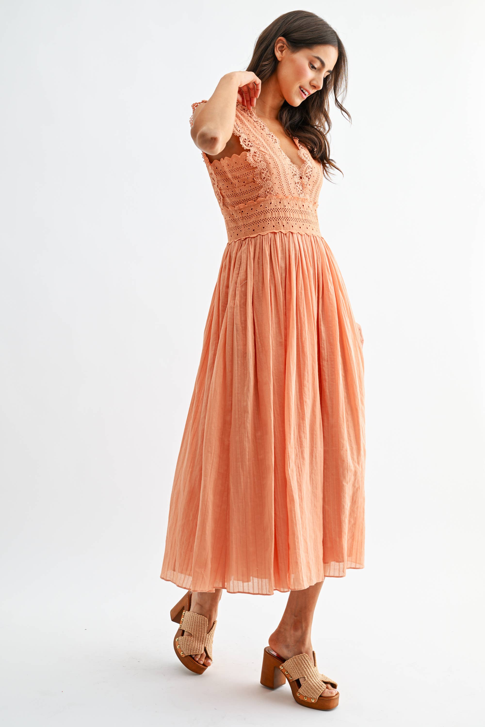 Lace Boho Midi Dress S