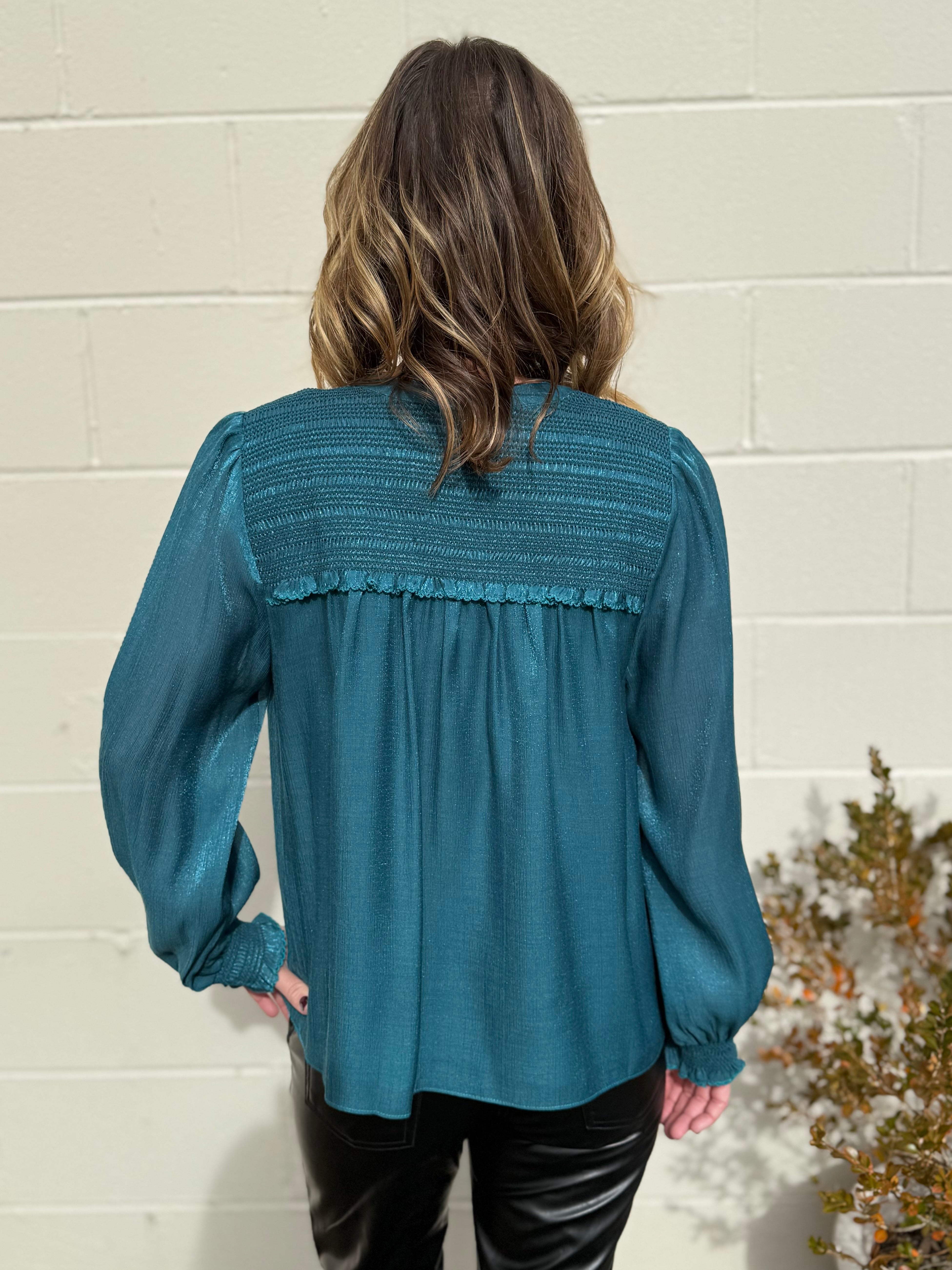 Current Air | Monica Satin Long Sleeve Blouse | Sweetest Stitch 