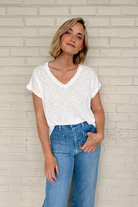 Wasabi and Mint | V-Neck Tee Ivory | Sweetest Stitch Richmond 