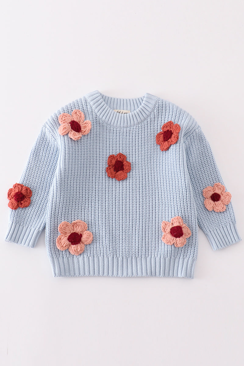 Blue floral hand-embroidery jumper sweater – Shoptiques
