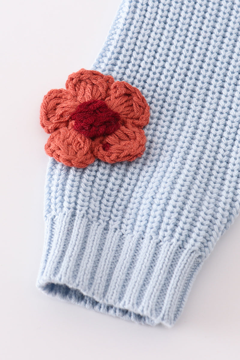 Blue floral hand-embroidery jumper sweater 12M