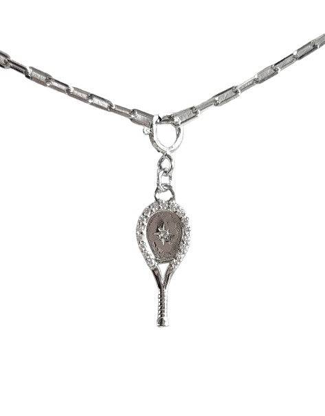 LoveMatch Tennis Racquet Pendant Necklace Silver