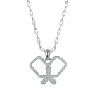 Silver pickleball Playtime necklace with a on a white background