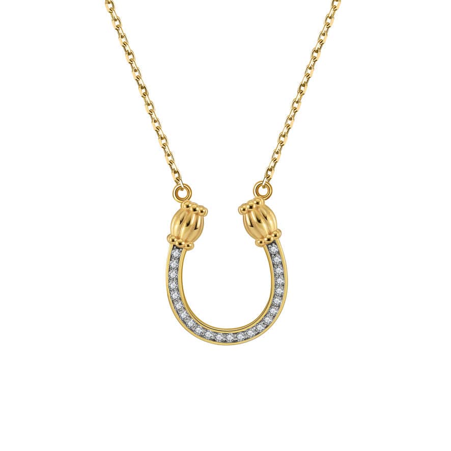 Saints Feeling Lucky Gold Horseshoe Necklace