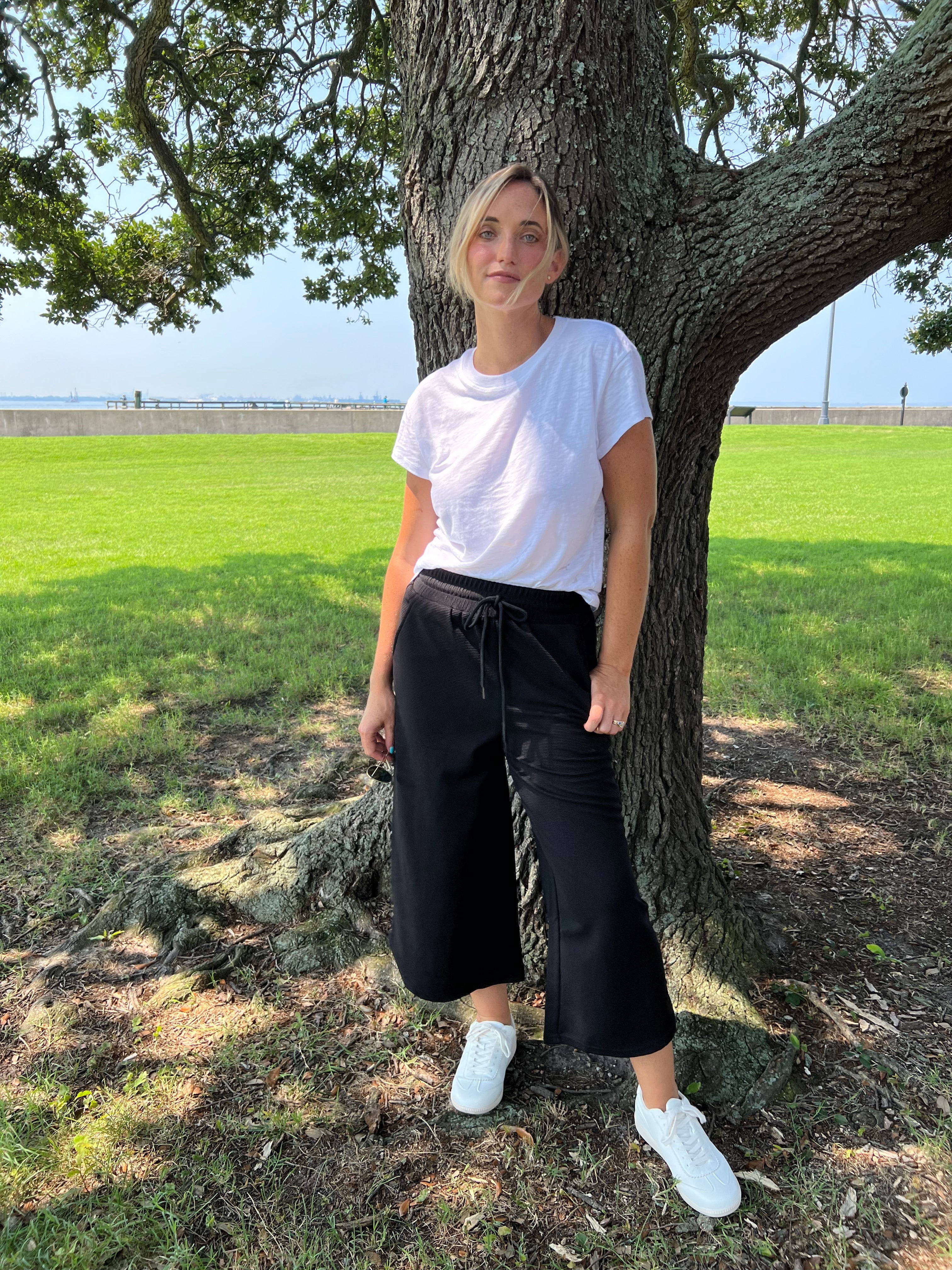 Entro | Black Textured Happy Place Pants | Sweetest Stitch