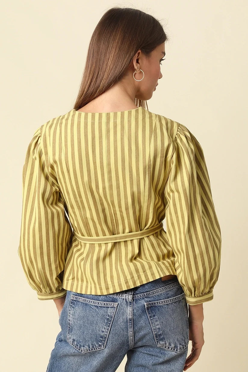 Olivaceous | Benica Stripe Belted Top | Sweetest Stitch Boutique RVA