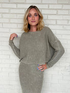 Miou Muse | Waffle Knit Top Olive | Sweetest Stitch