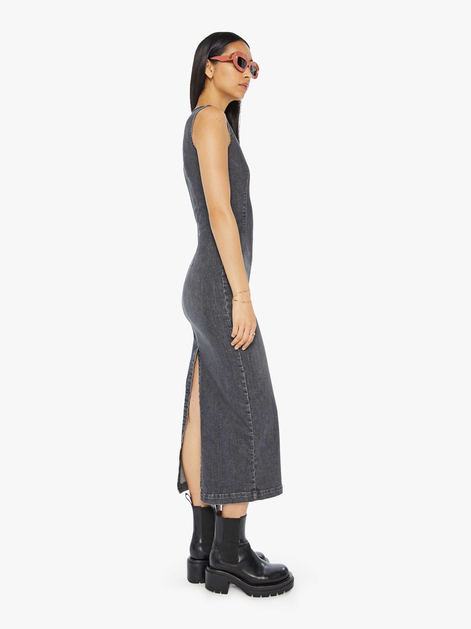 Mother - The Swerve Denim Dress in Up in Smoke S Mother - The Swerve Denim Dress in Up in Smoke S
