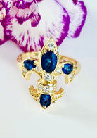 Saints Fleur De Lis SAPPHIRE Ring