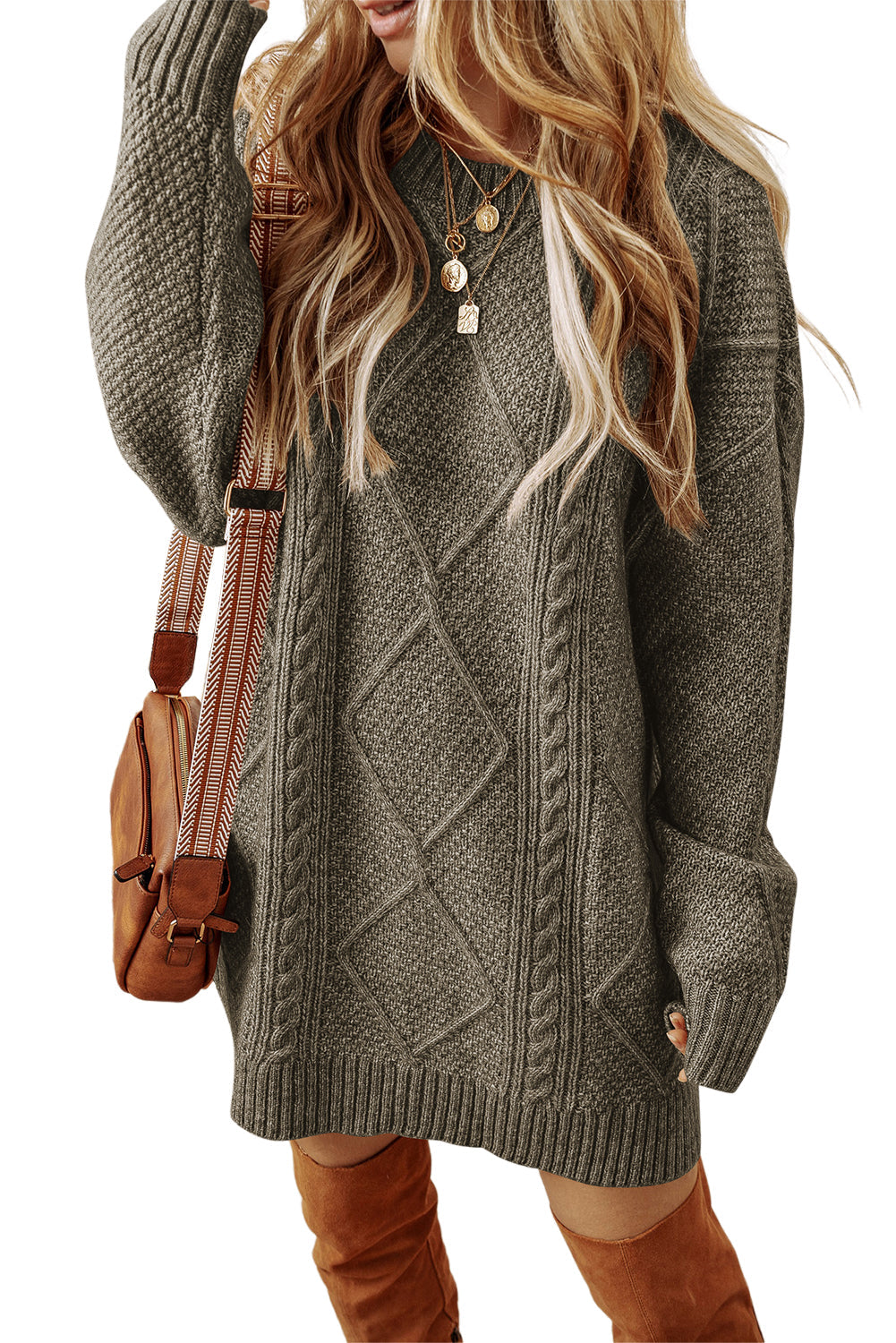 Olive Cable Knit Sweater Dress Shoptiques Olive Cable Knit Sweater Dress Shoptiques