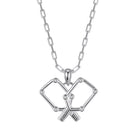 Silver pickleball necklace with a unique pendant design on a white background