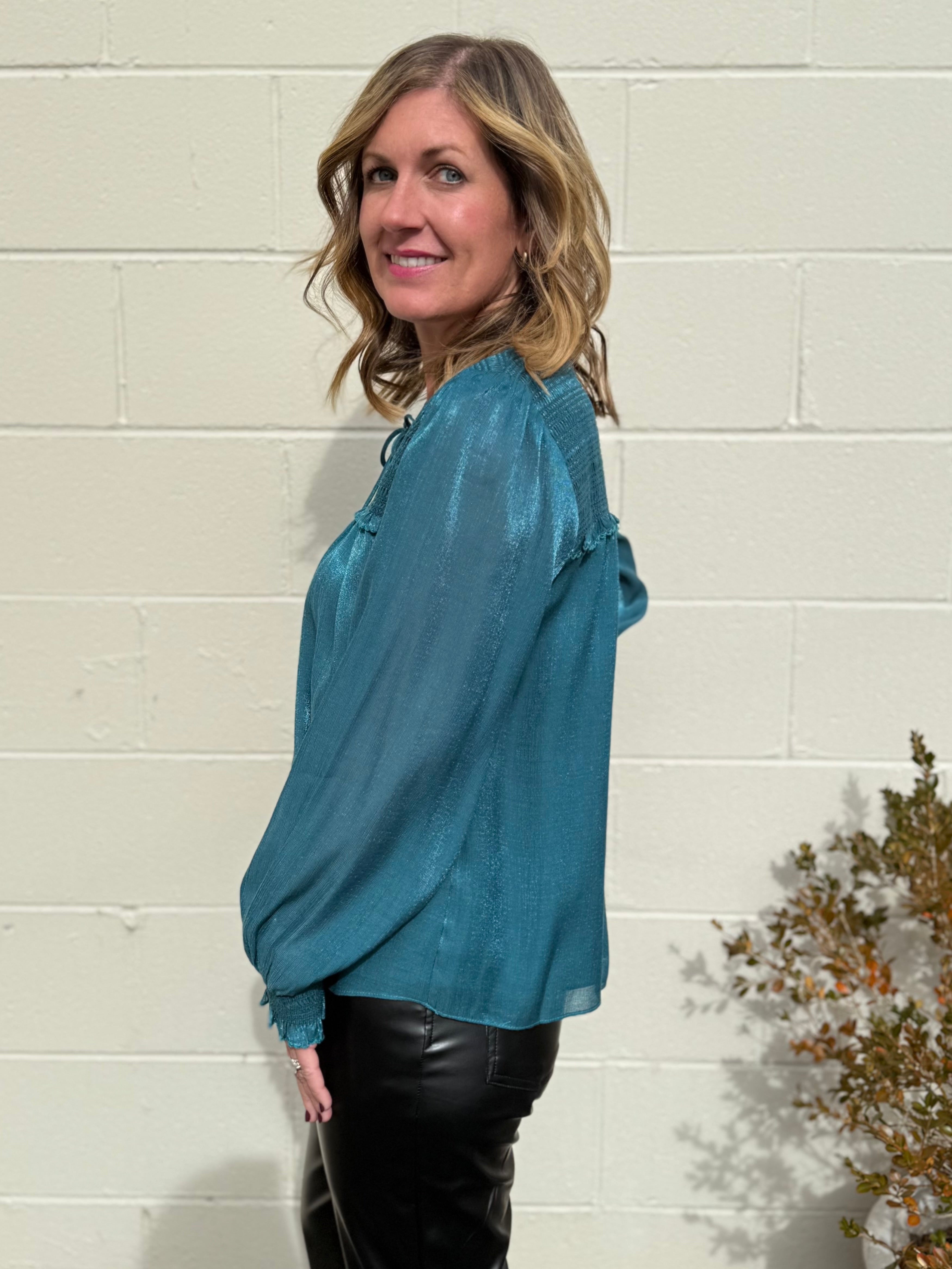 Current Air | Monica Satin Long Sleeve Blouse | Sweetest Stitch 