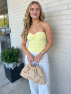 Olivaceous | Strapless Knit Twist Front Top | Sweetest Stitch Boutique