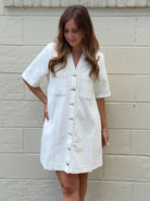 Entro | Whitney Button Front Off White Denim Dress | Sweetest Stitch