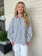 Entro | Esmerelda Striped Button Up Top | Sweetest Stitch Boutique
