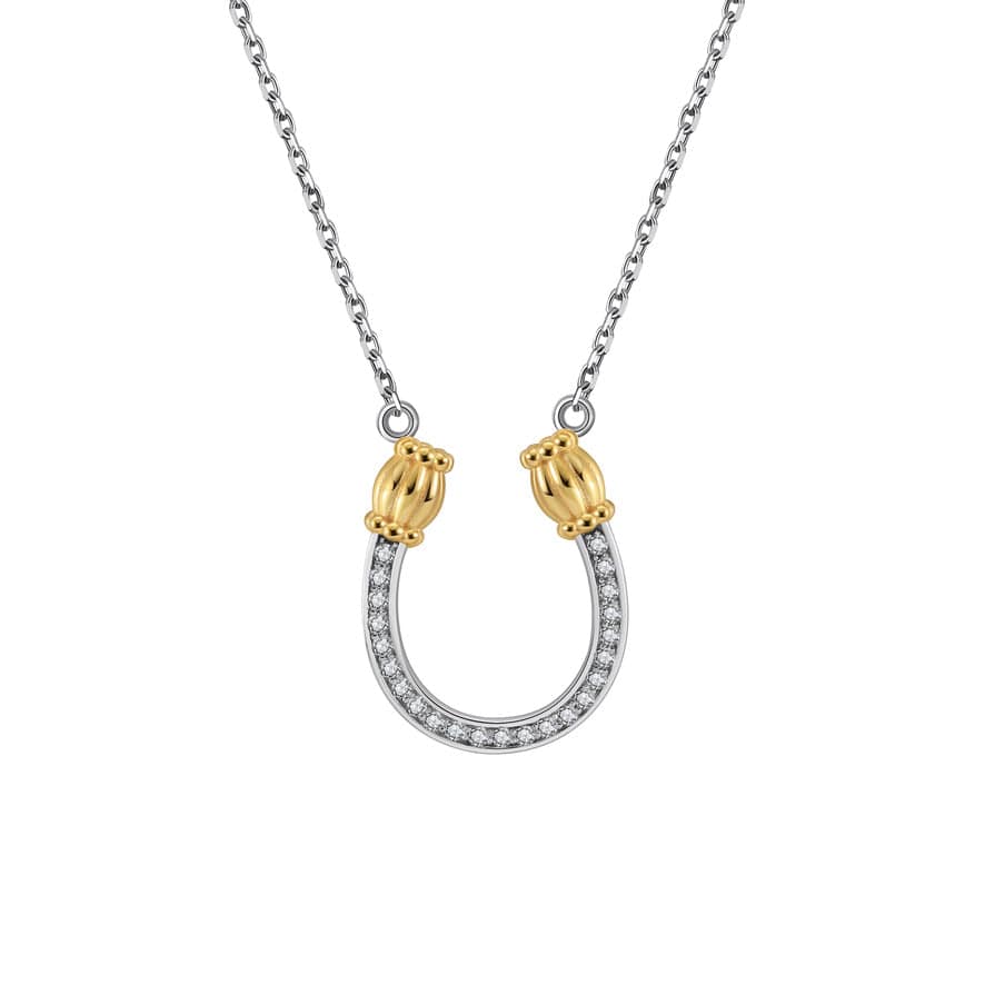 Saints Feeling Lucky Silver Horseshoe Necklace