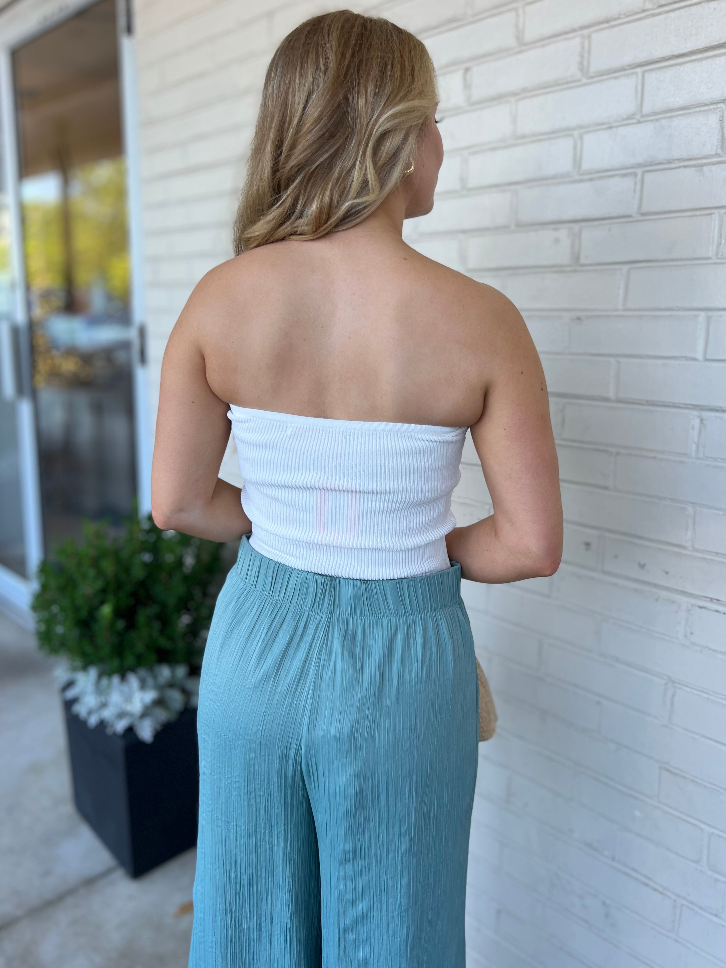 Olivaceous | Strapless Knit Twist Front Top | Sweetest Stitch Boutique