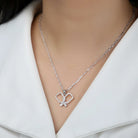 Silver pickleball paddle necklace pendant