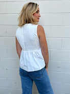 Strut & Bolt| Sleeveless White Tie Front Top | Sweetest Stitch 