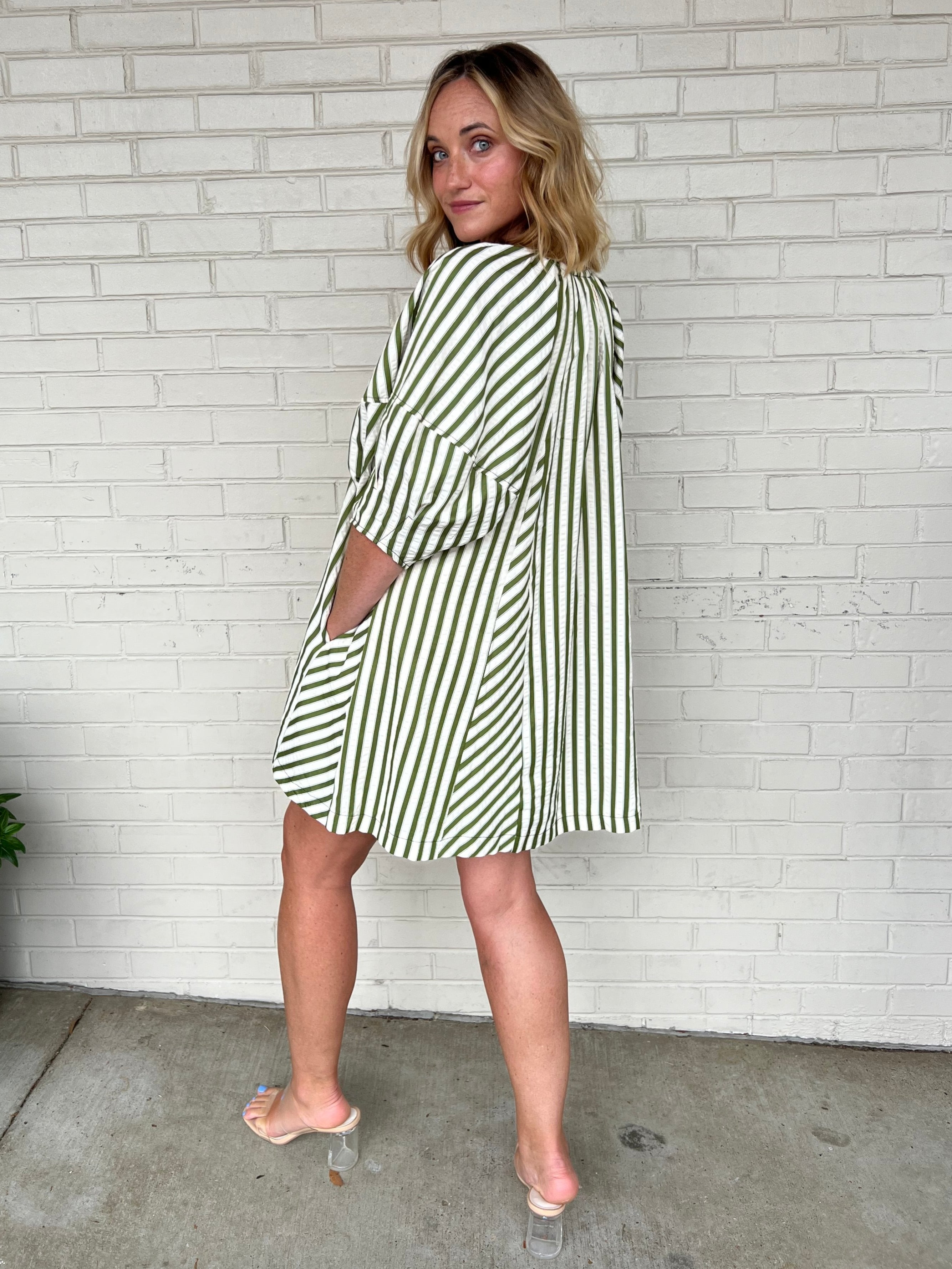 Entro | Striped 3/4 Sleeve Dress | Sweetest Stitch Boutique