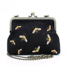 Bees Black Kisslock Crossbody Bag - Athena's Fashion Boutique