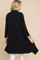 Black Drape Detail Half Duster Solid Cardigan