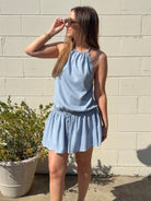 NIA | Ashlyn Halter Drop Waist Mini Dress | Sweetest Stitch Boutique