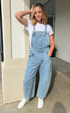 Miou Muse | Barrel Leg Denim Overalls | Sweetest Stitch