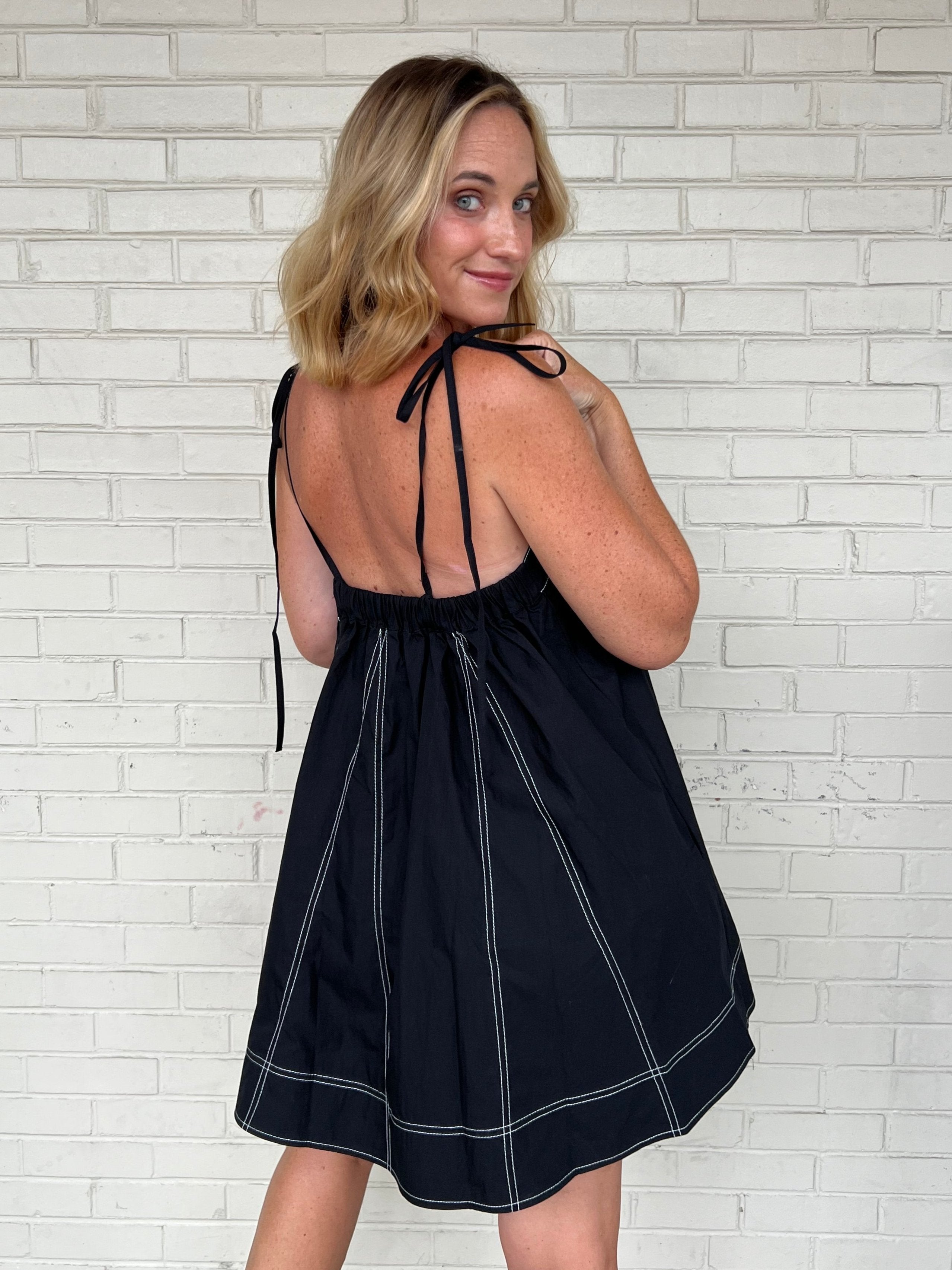 Strut & Bolt | Black Adjustable Strap Dress | Sweetest Stitch