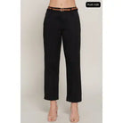 Black Plus Size Chino Pants with Braided Belt
