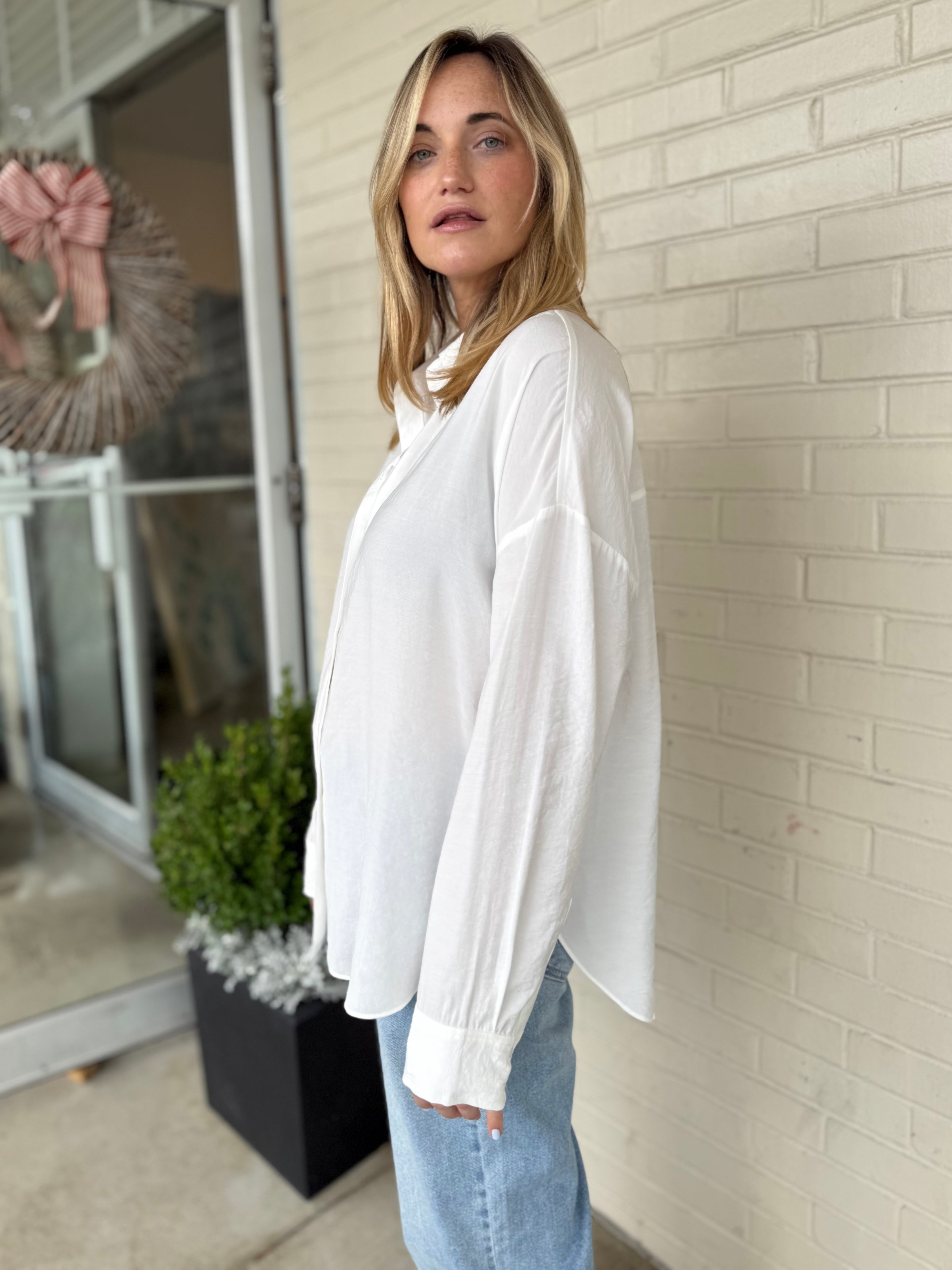 Grade & Gather | Olive Button Down Top - Off White | Sweetest Stitch