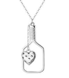 Pickleball Love Silver Heart Necklace