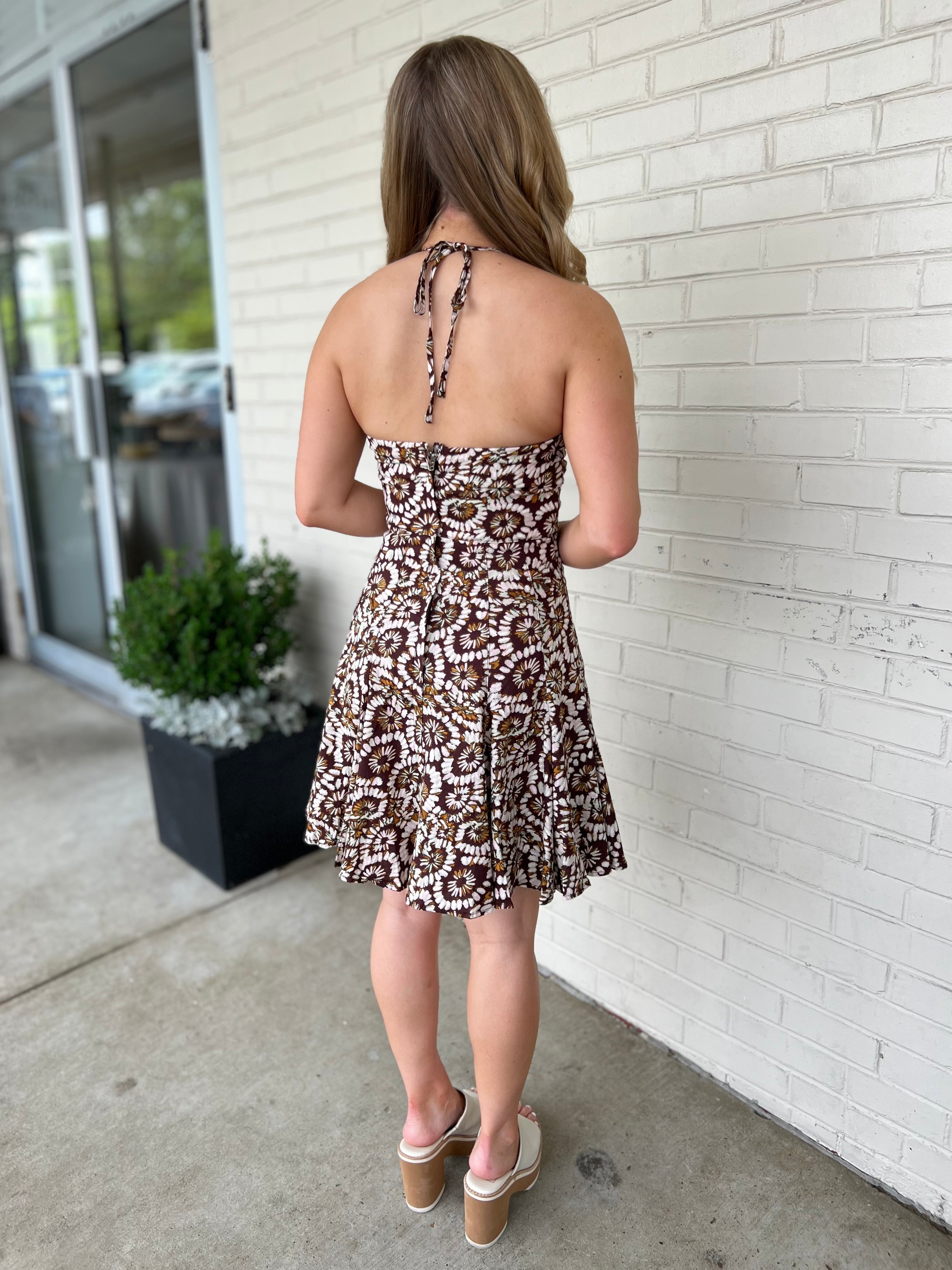 Olivaceous | Adaline Halter Mini Dress | Sweetest Stitch Boutique