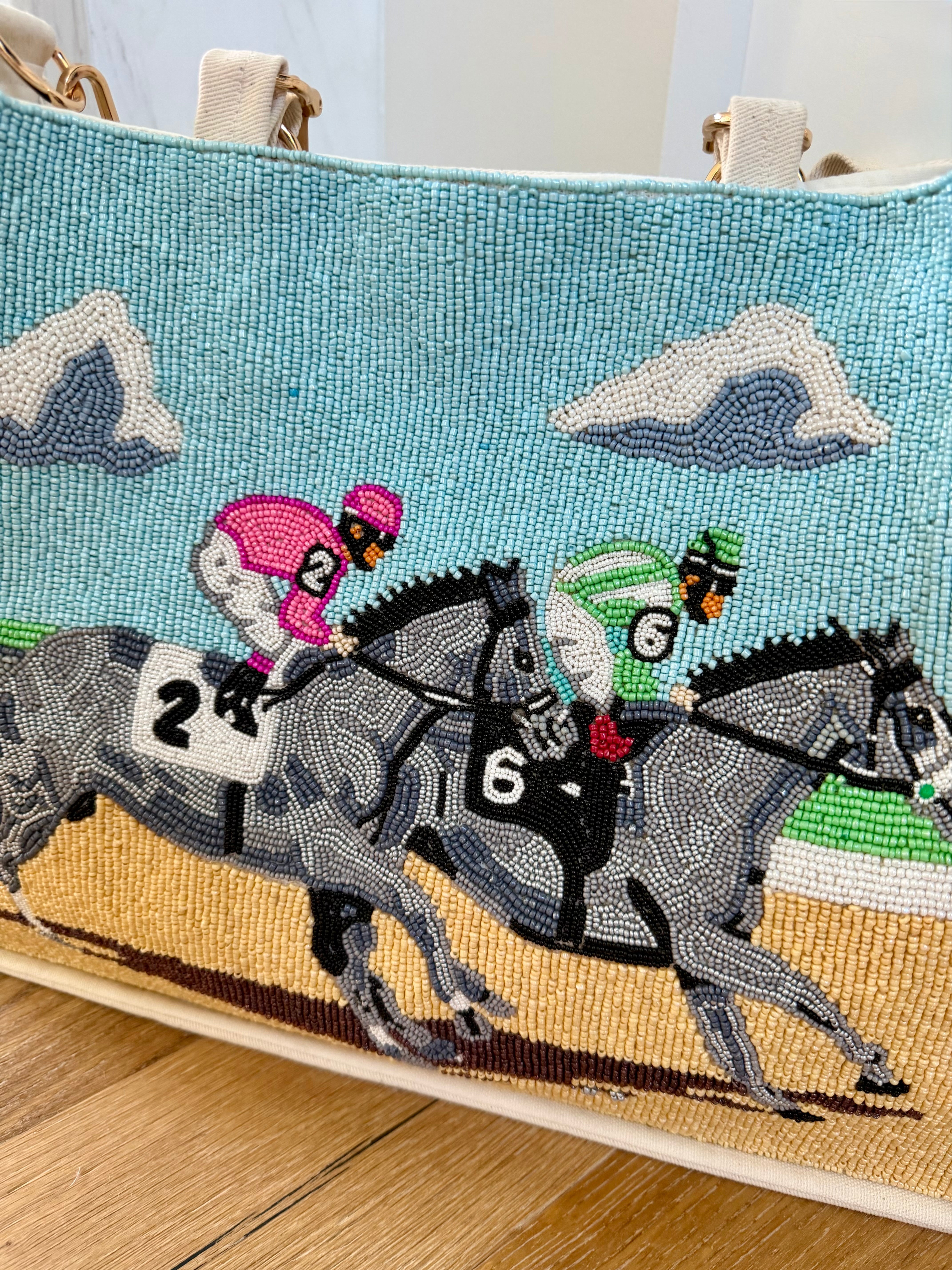 Beaded Bamboo Handle Horse Racing Tote – Shoptiques
