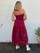 Strut & Bolt | Eyelet Lace Strapless Midi Dress | Sweetest Stitch