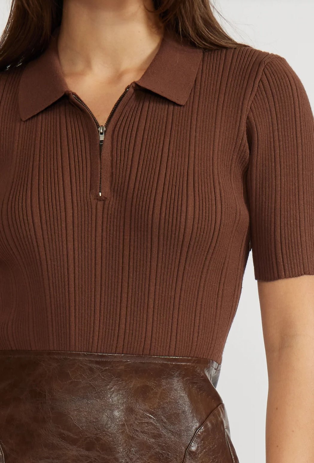 Lucy Paris Kiko Mixed Media Dress Espresso – Shoptiques