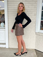 Mustard Seed | Brown Faux Leather Mini Skirt | Sweetest Stitch