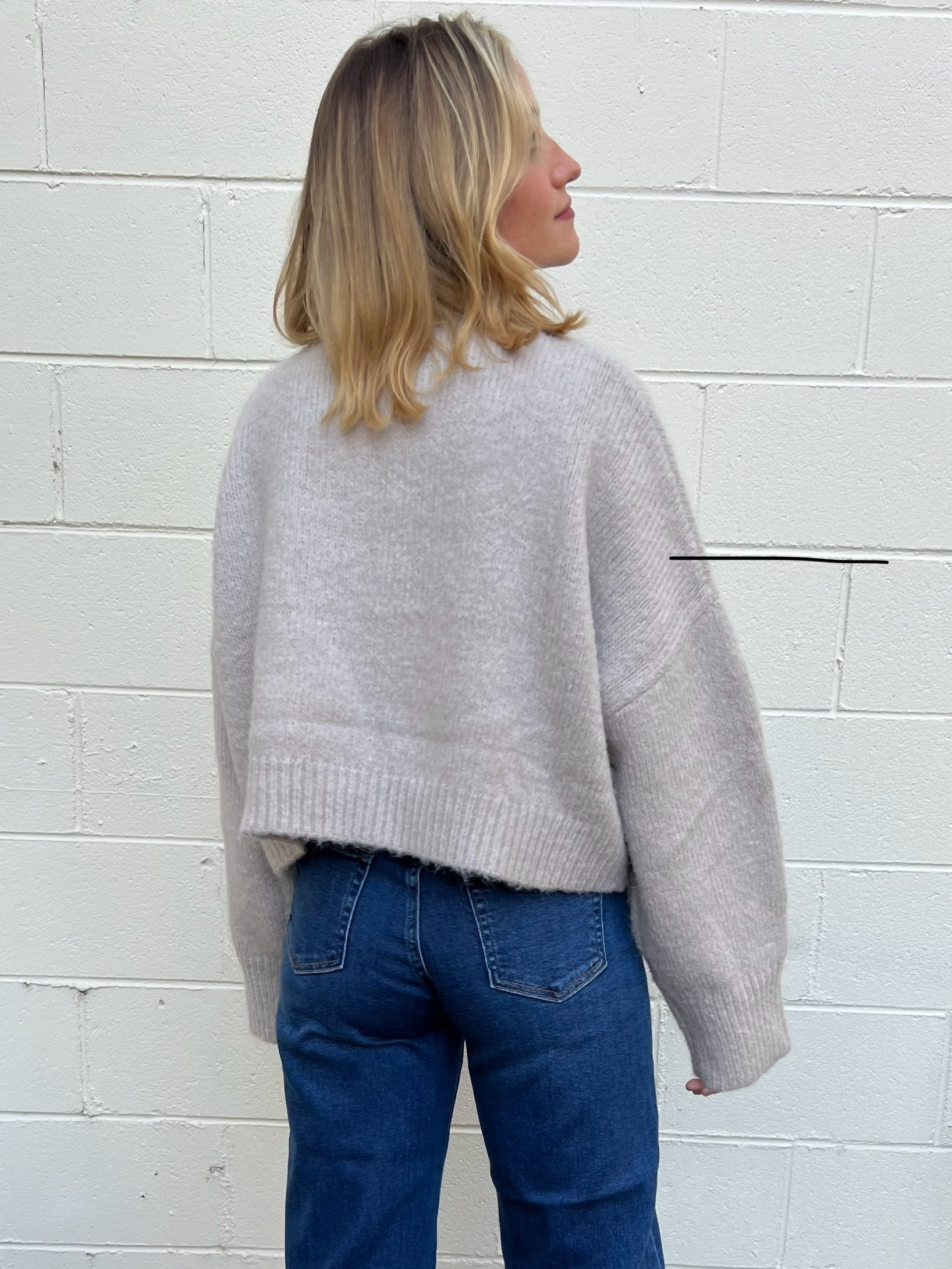 Grade & Gather | Gray Fuzzy Knit Sweater | Sweetest Stitch