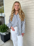 Entro | Esmerelda Striped Button Up Top | Sweetest Stitch Boutique