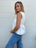 Strut & Bolt| Sleeveless White Tie Front Top | Sweetest Stitch 