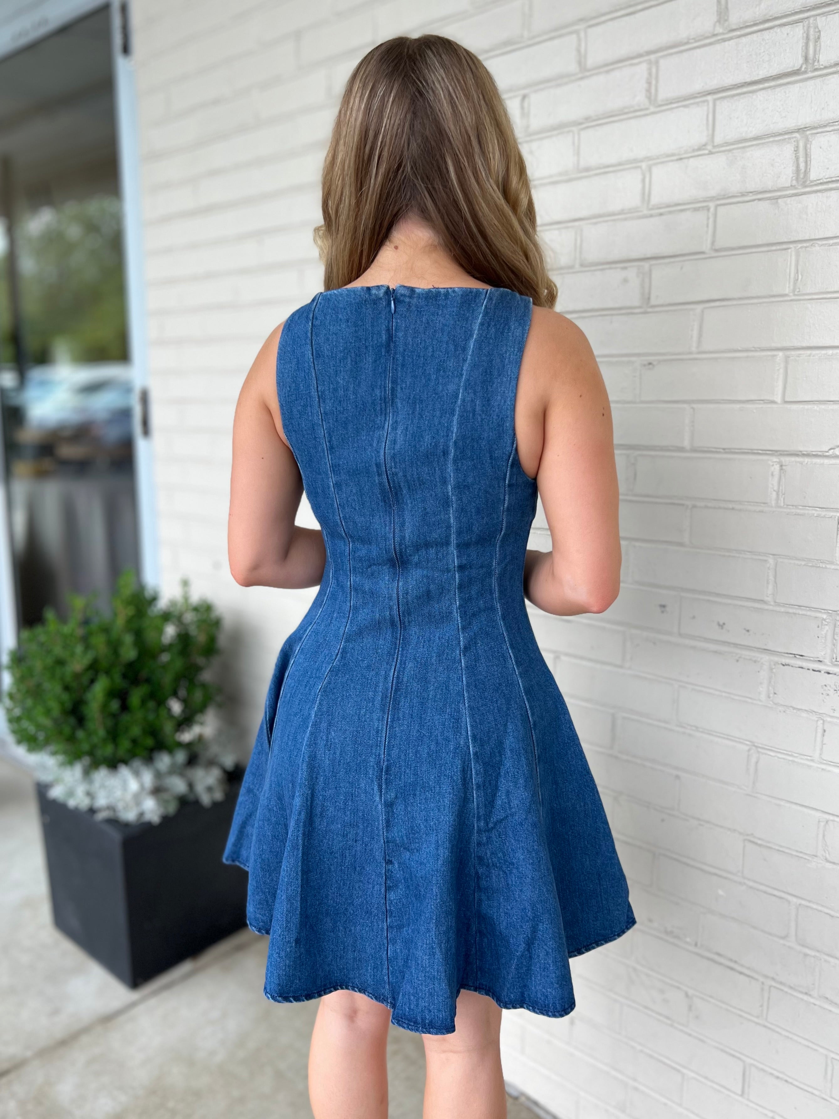 Olivaceous | Celeste Sleeveless Denim Mini Dress | Sweetest Stitch